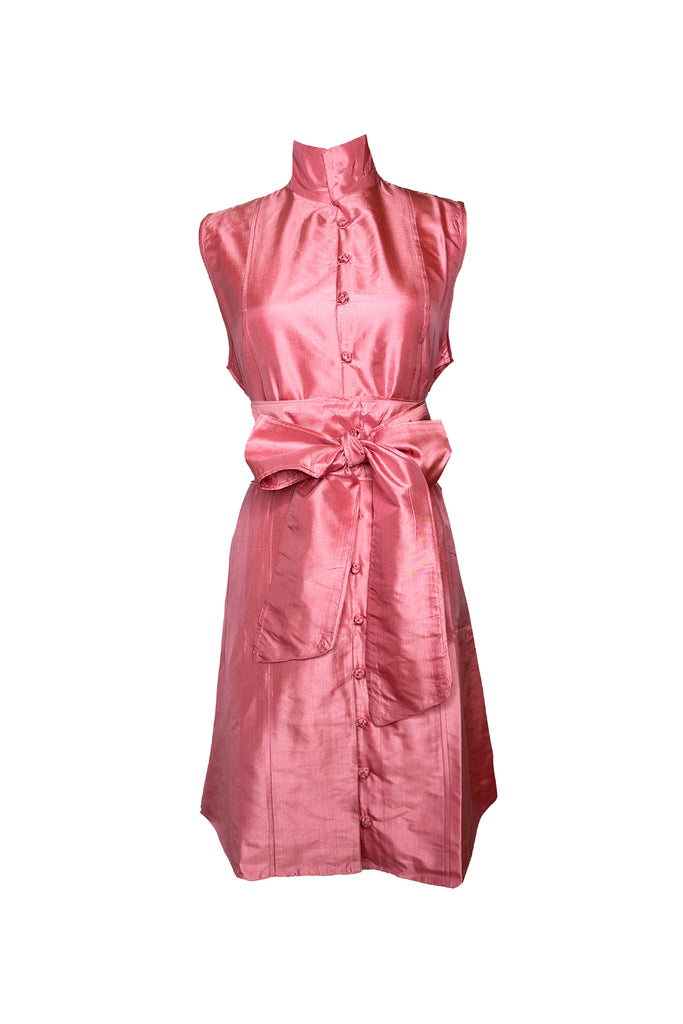 Sleeveless Marrakech Mini | Coral Pink Silk Taffeta