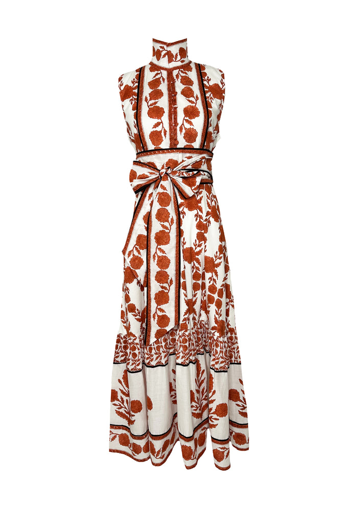 Sleeveless SUE SARTOR Flounce | Terracotta SUE SARTOR Marigold