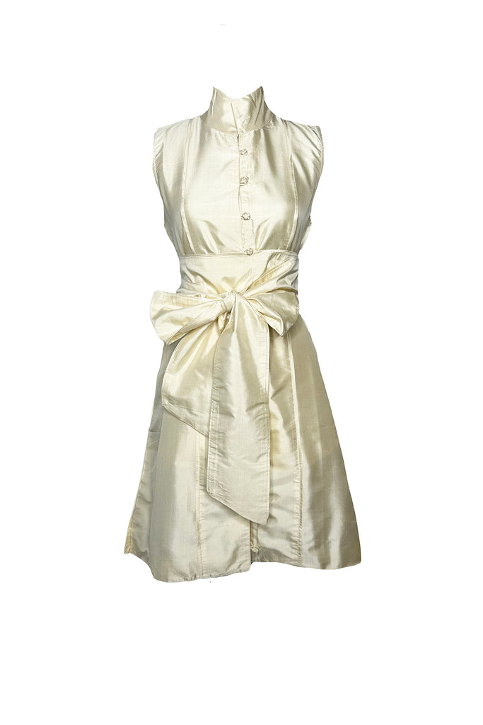 Sleeveless Marrakech Mini | Ivory Silk Taffeta