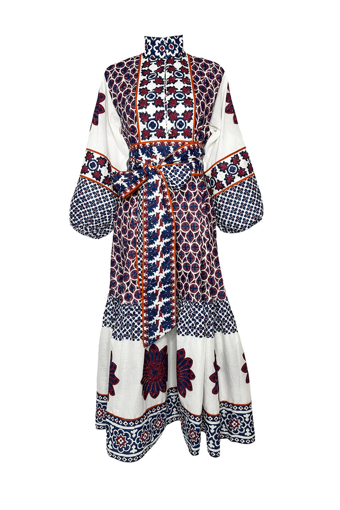 SUE SARTOR Flounce | Burgundy/Navy Piazza