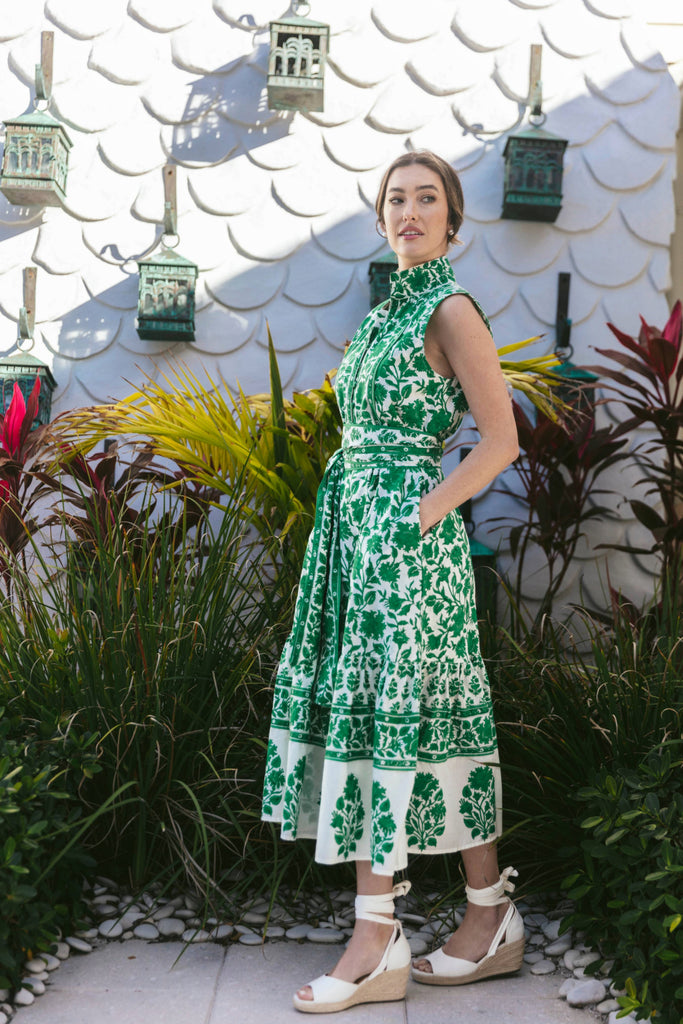 Sleeveless SUE SARTOR Flounce | Kelly Green Vintage Lily M Sleeveless SUE SARTOR Flounce | Kelly Green Vintage Lily M