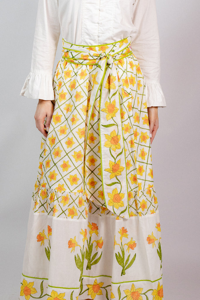 Sue Sartor Flounce™️ Jupe | Jardin de dahlias magenta/soleil/vert Kelly