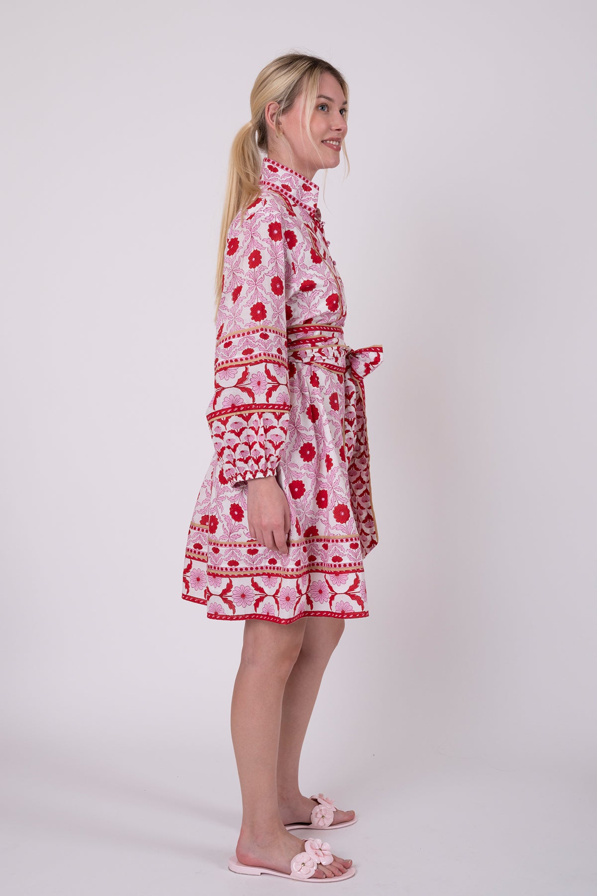 SUE SARTOR Flounce Shorty | Red/Blush Cosmos