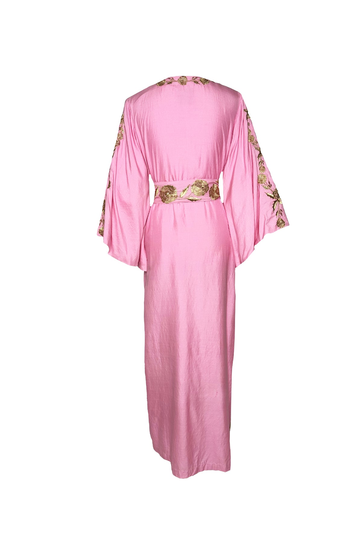 SS Kaftan | Bubble/Gold Hand-Loom Silk SUE SARTOR Marigold Embroidery