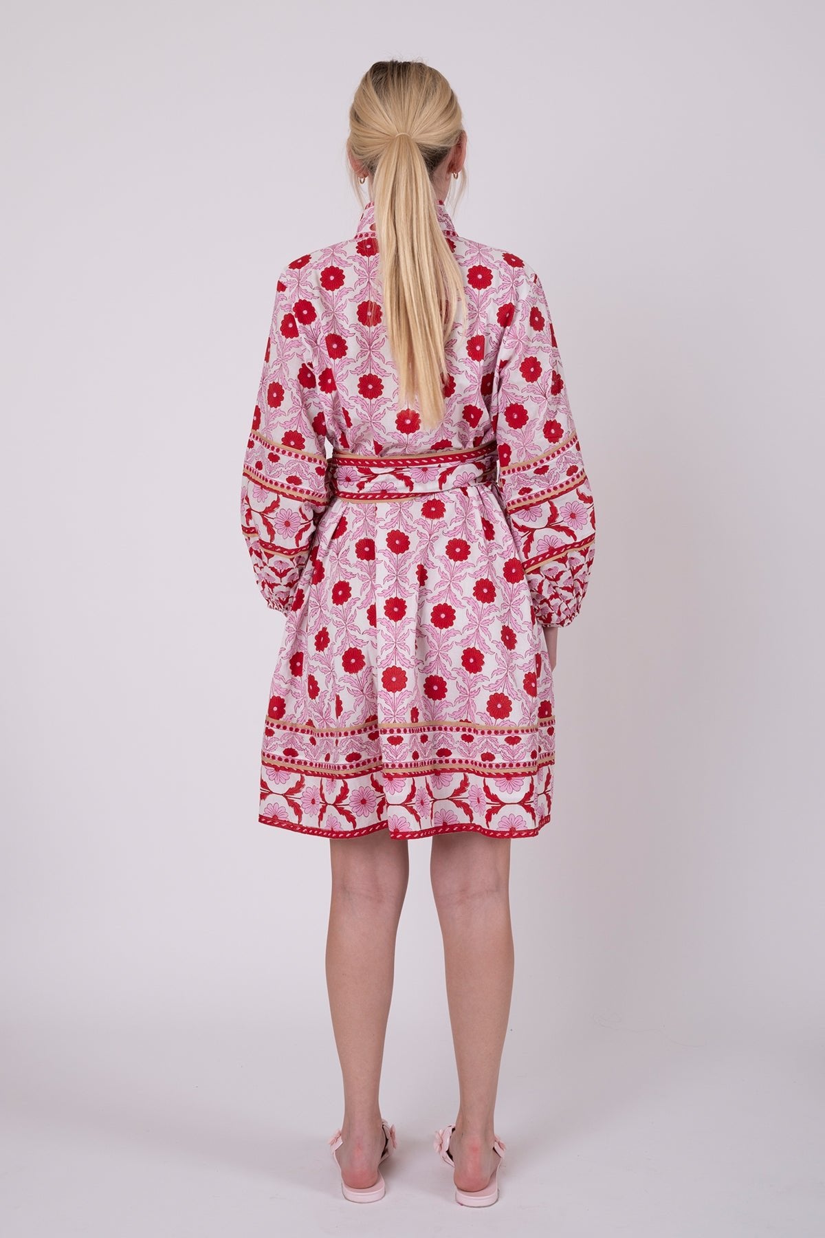 SUE SARTOR Flounce Shorty | Red/Blush Cosmos