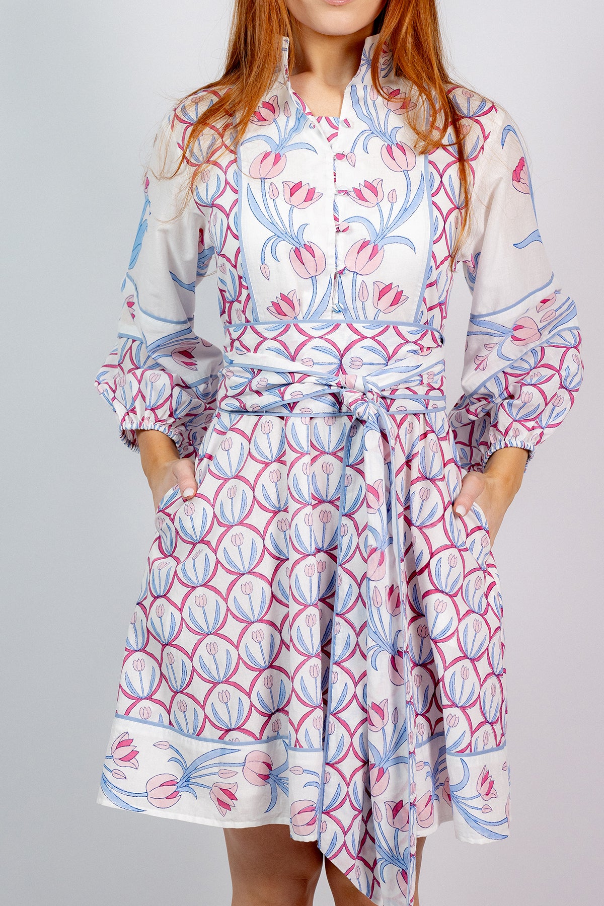 SUE SARTOR Flounce Shorty | Pale Pink/Sky Tulip