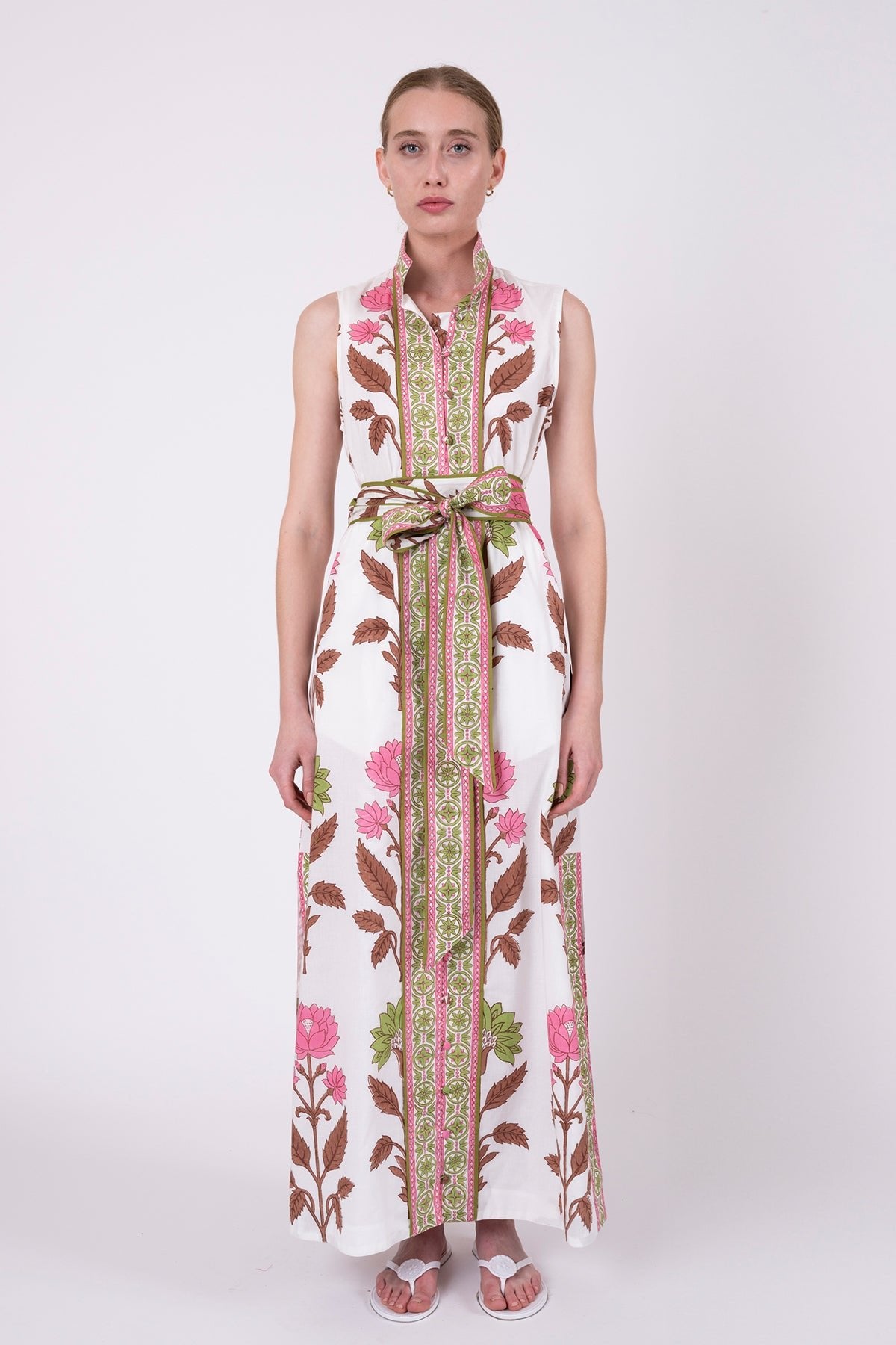 Sleeveless Marrakech Kaftan | Pink/Peridot Dahlia