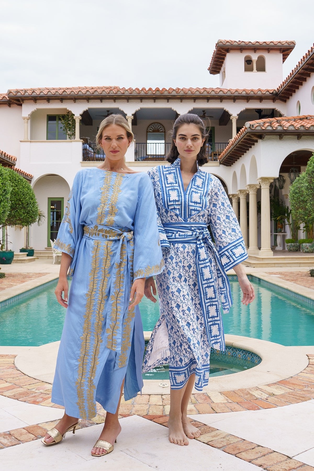 Meg Braff x SUE SARTOR TAJ Kaftan | Cerulean/Navy Nanking