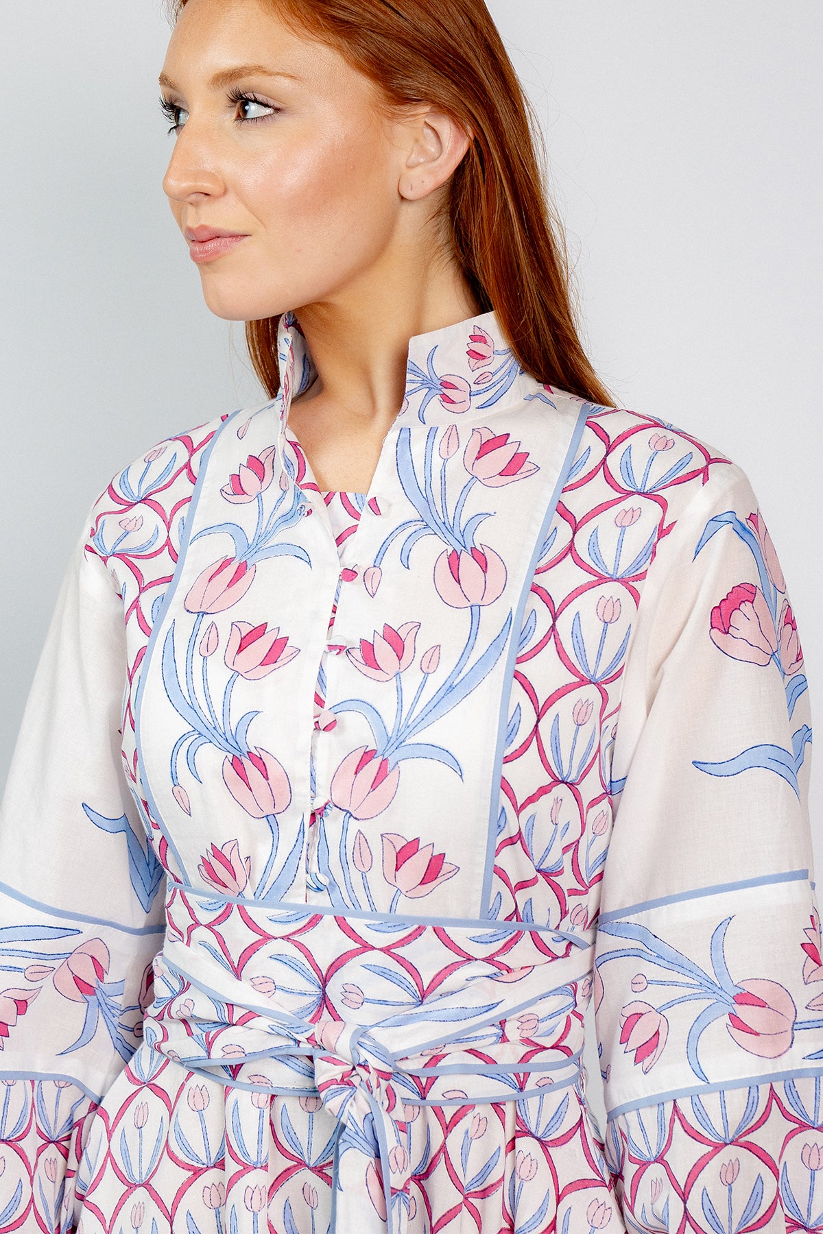 SUE SARTOR Flounce Shorty | Pale Pink/Sky Tulip