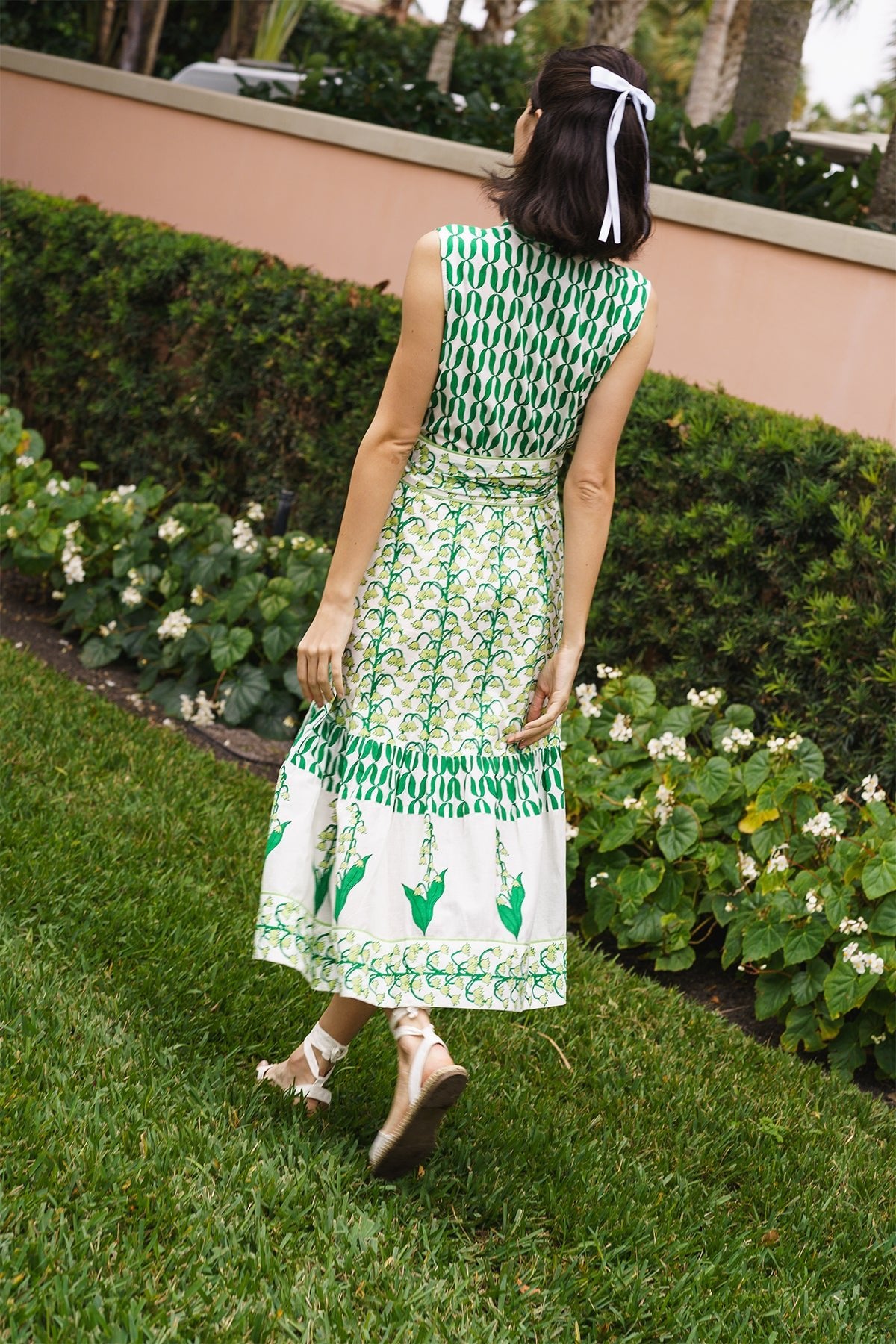 Sleeveless SUE SARTOR Flounce | Celery/Chive Lily of the Valley