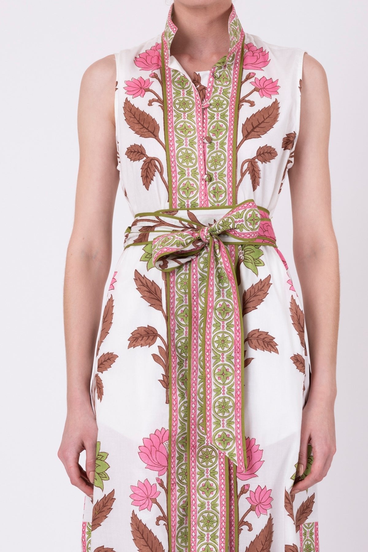 Sleeveless Marrakech Kaftan | Pink/Peridot Dahlia