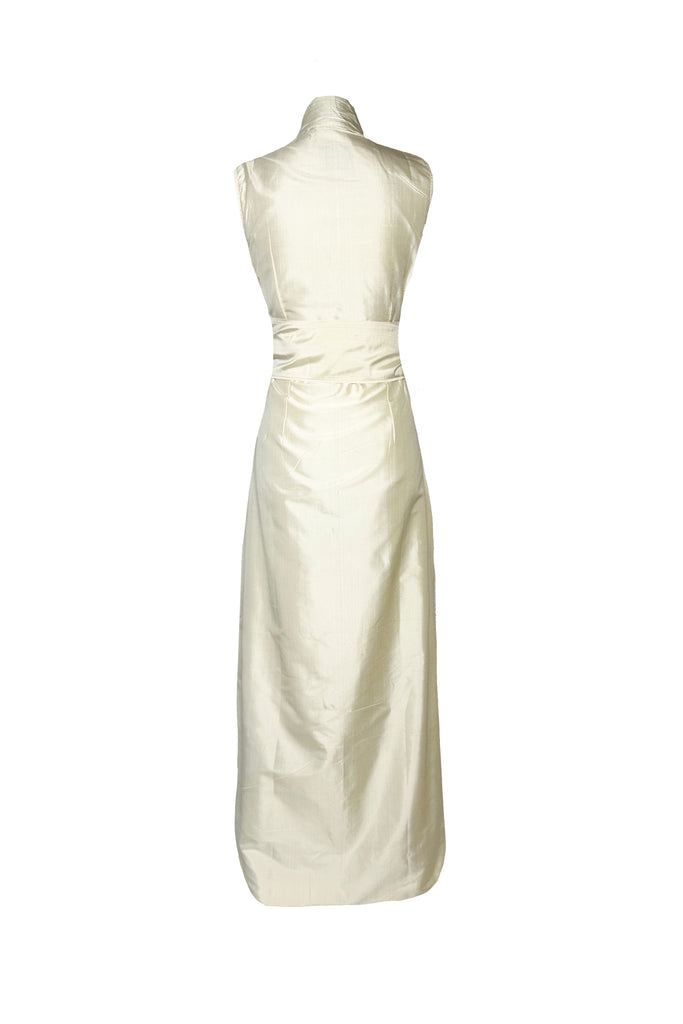 Sleeveless Marrakech Kaftan | Ivory Silk Taffeta