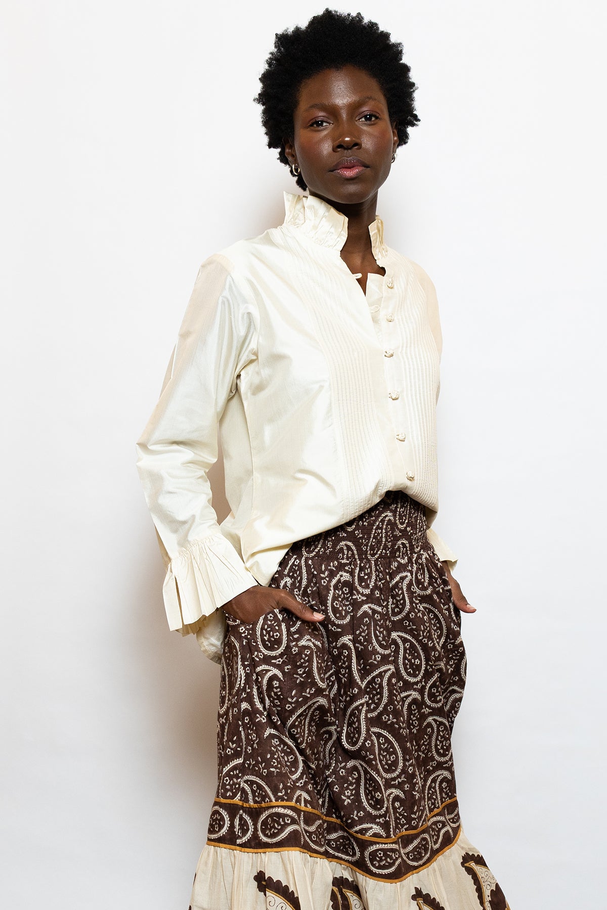 Montalcino Tunic | Ivory Silk Taffeta