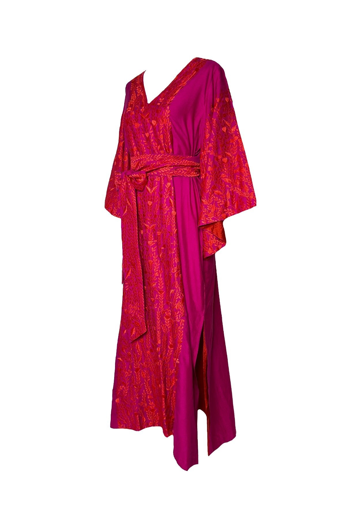 Caftan Plissé Rouge Vif AVON - Taille Au Choix - Neuf Avec étiquettes