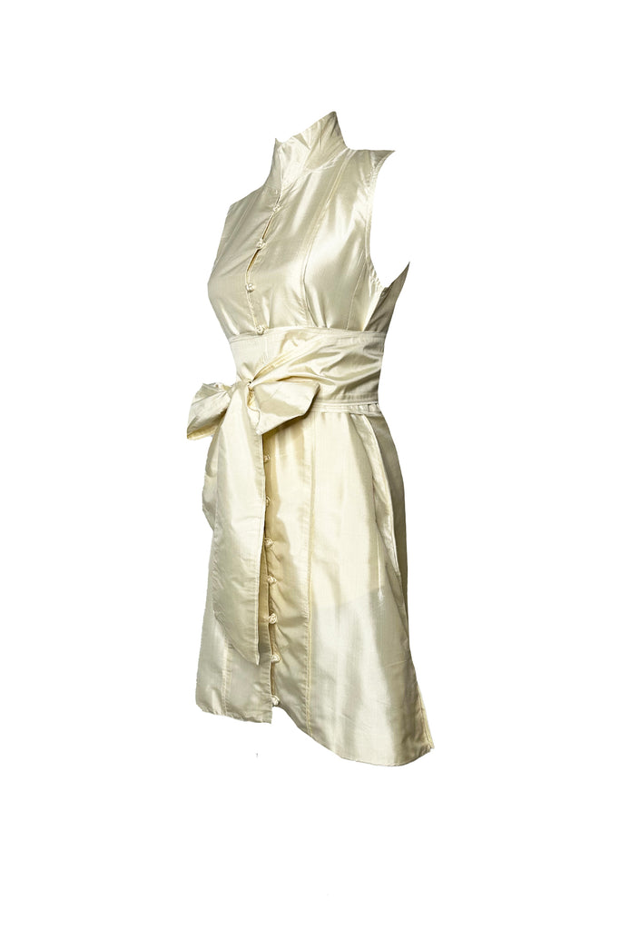 Sleeveless Marrakech Mini | Ivory Silk Taffeta
