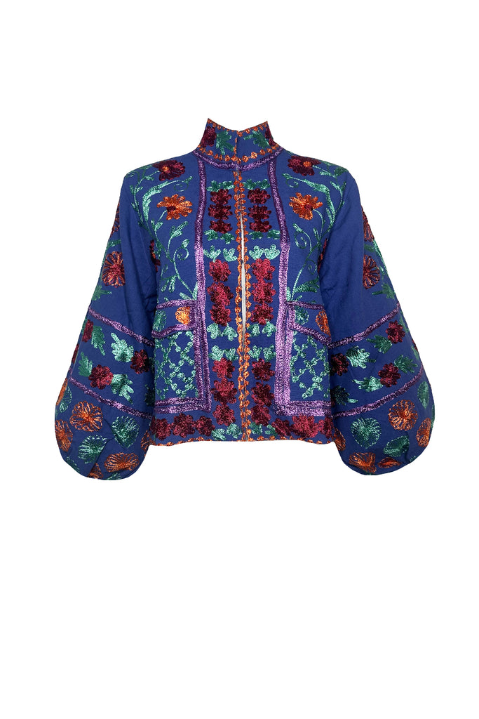 Suzani Blouson Jacket | Navy/Multi