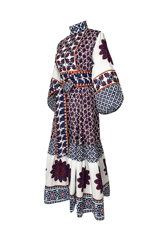 SUE SARTOR Flounce | Burgundy/Navy Piazza