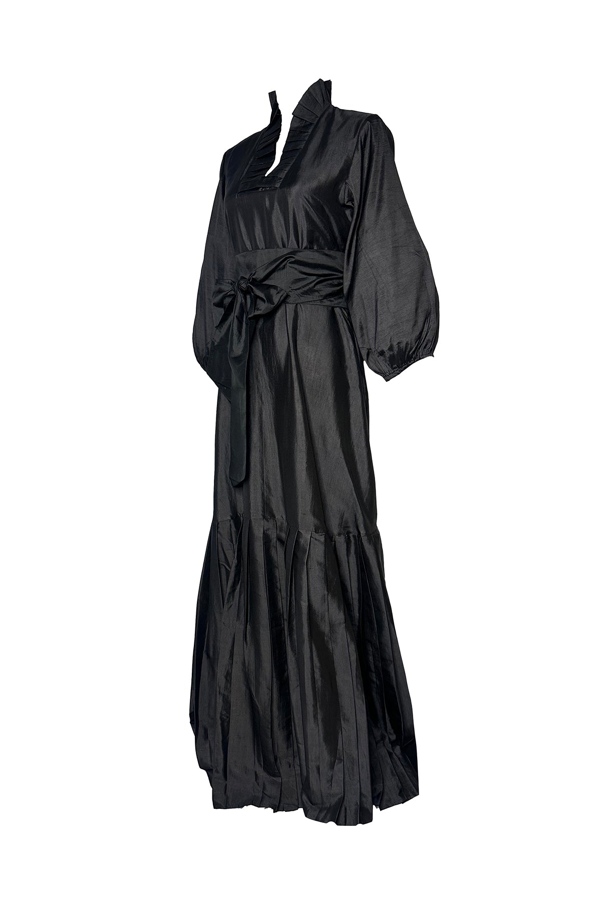 silk taffeta wrap dress EMILY SHALANT Women's Surplice Long Sleeve Taffeta Gown - Pink