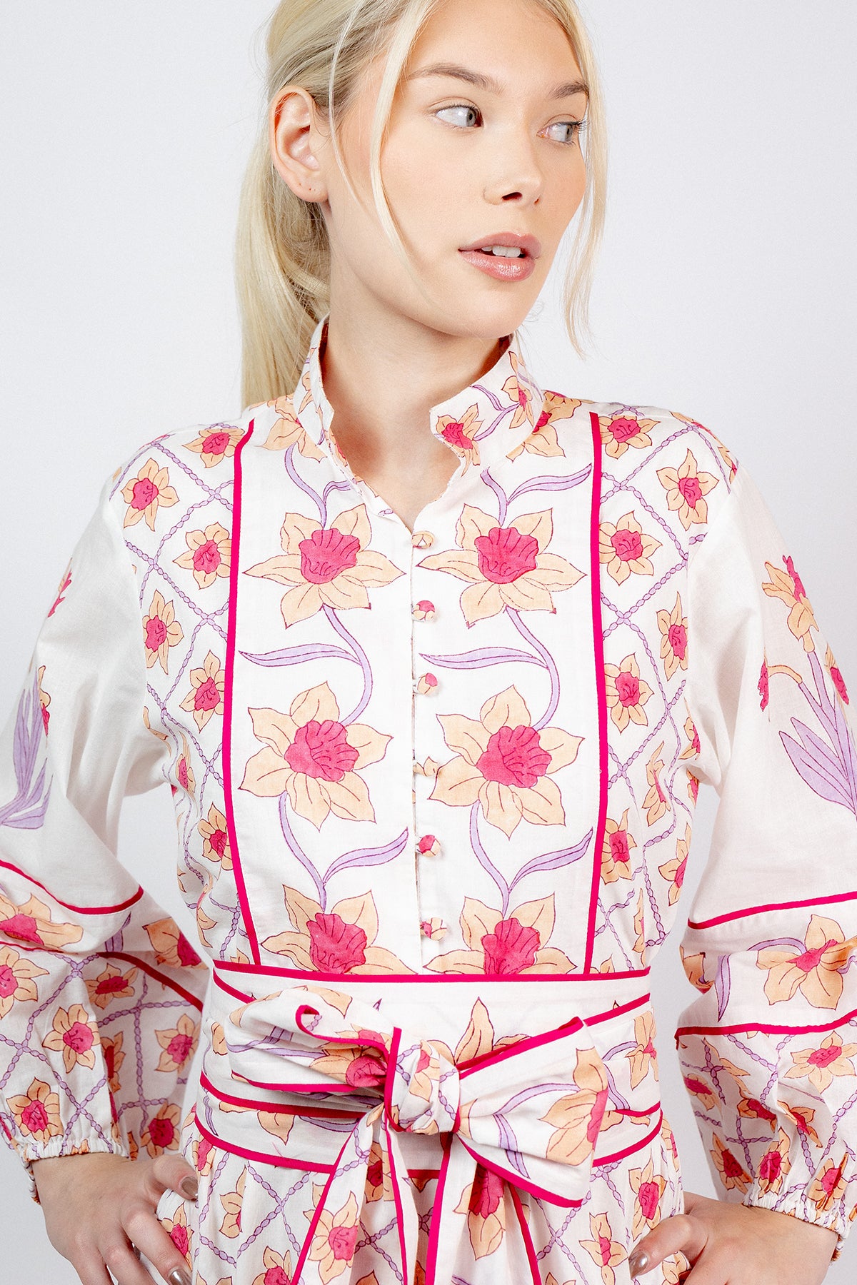 SUE SARTOR Flounce | Fuchsia/Apricot Daffodil