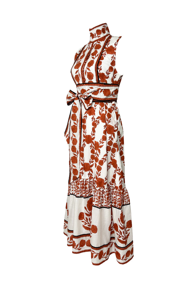 Sleeveless SUE SARTOR Flounce | Terracotta SUE SARTOR Marigold
