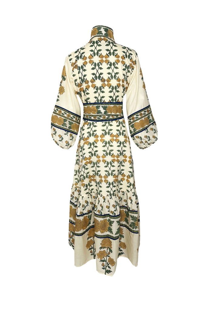 sue sartor long-sleeve flounce midi dress SUE SARTOR Flounce