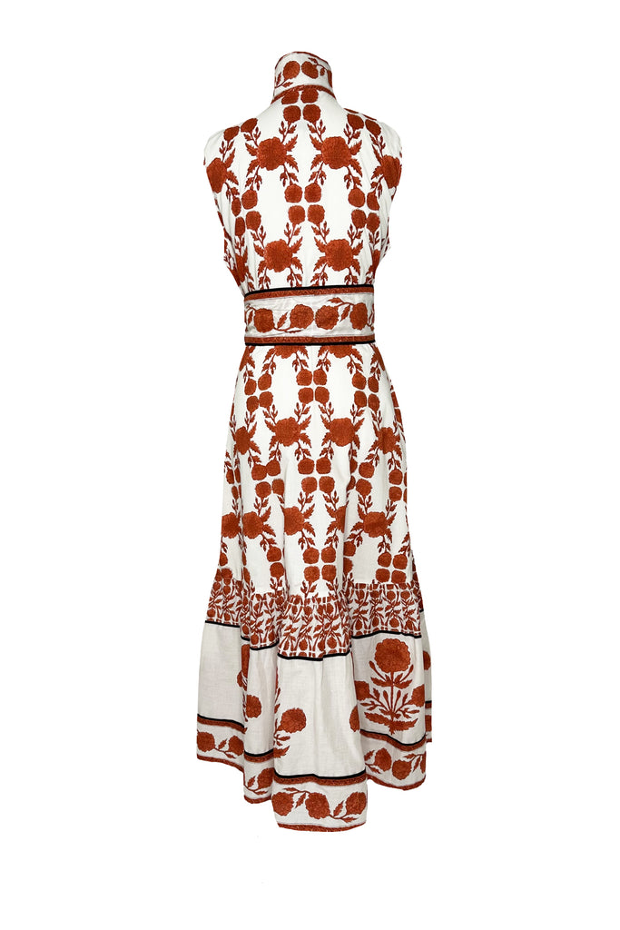 Sleeveless SUE SARTOR Flounce | Terracotta SUE SARTOR Marigold