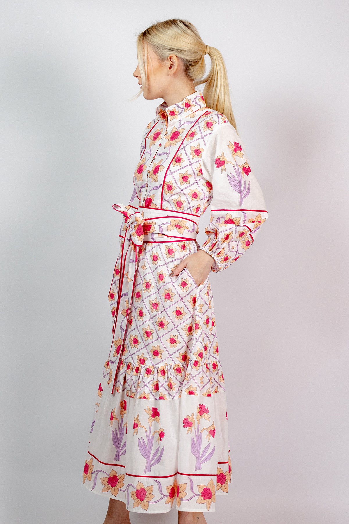 SUE SARTOR Flounce | Fuchsia/Apricot Daffodil