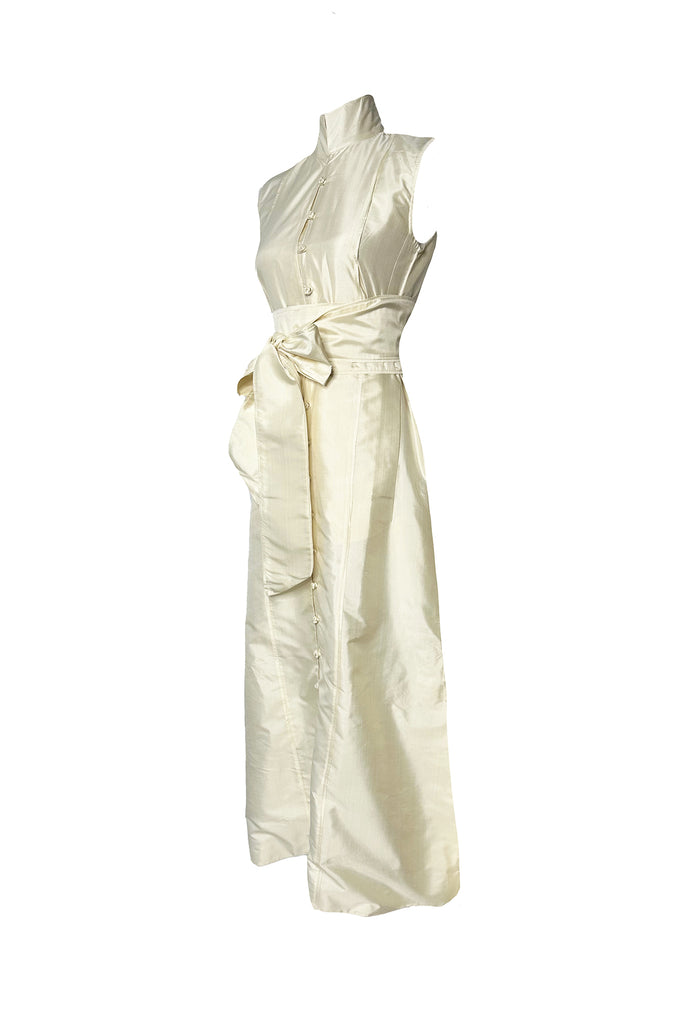 Sleeveless Marrakech Kaftan | Ivory Silk Taffeta