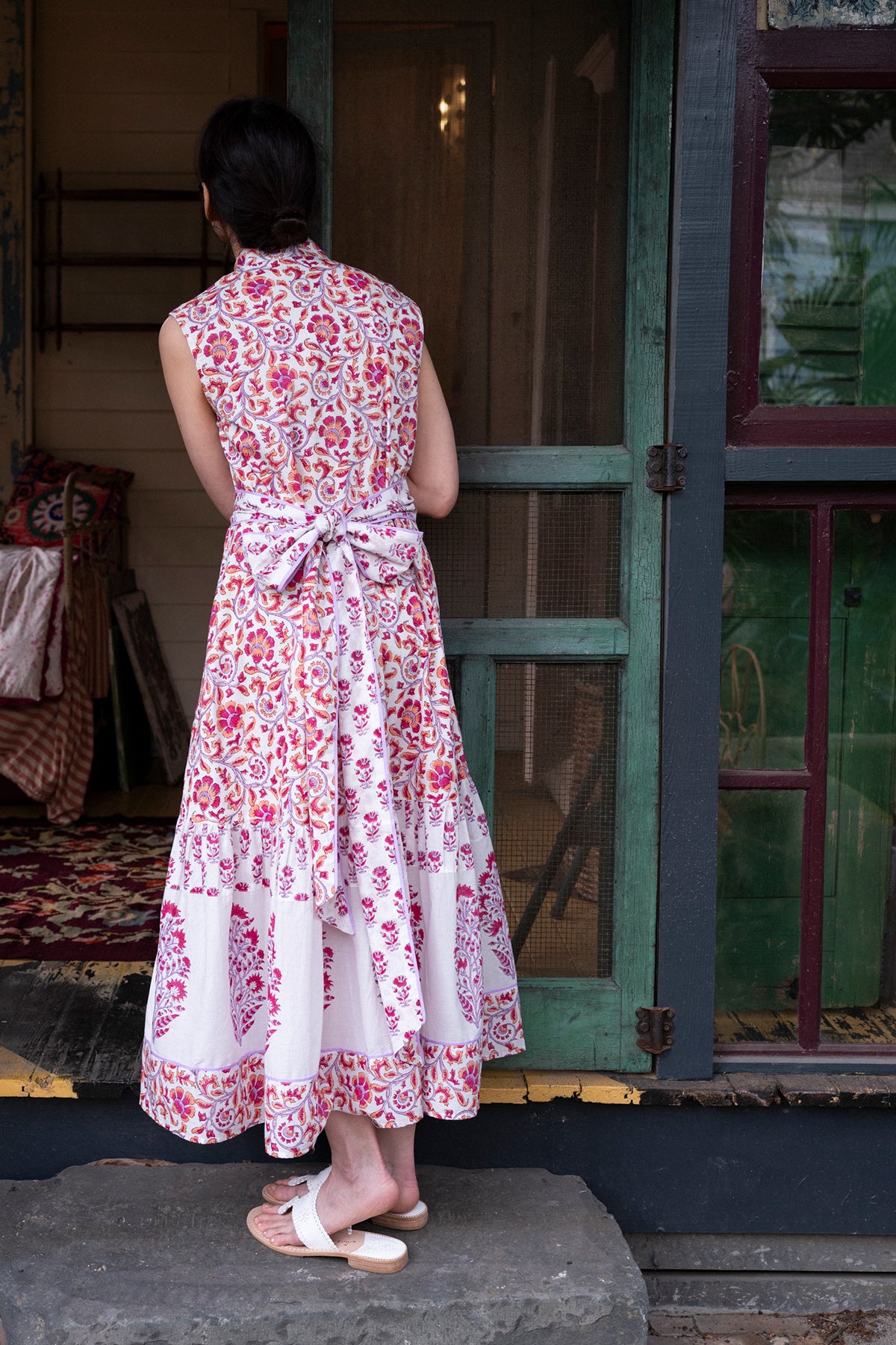 Sleeveless SUE SARTOR Flounce | Cassis/Lavender Victorian Frieze