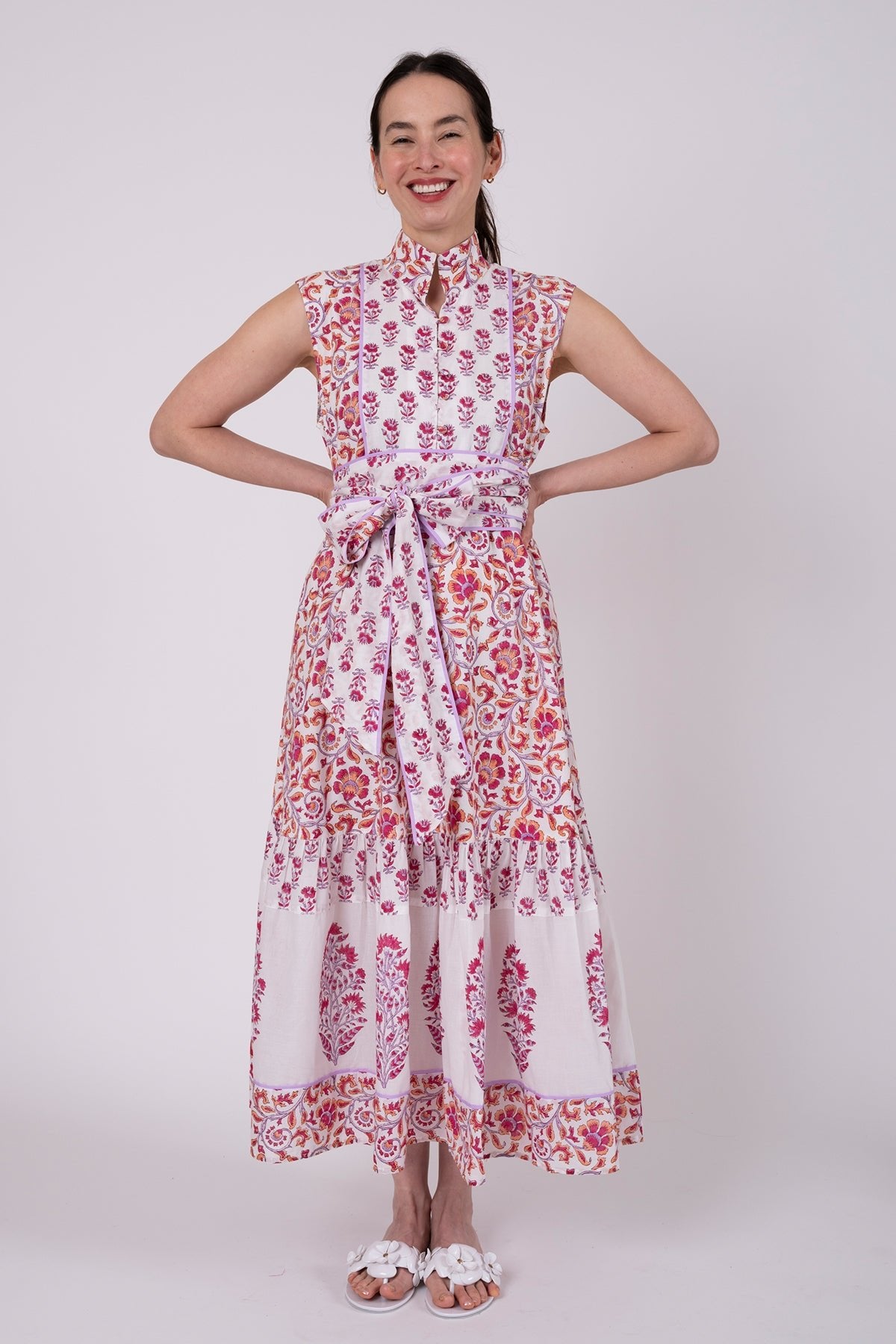 Sleeveless SUE SARTOR Flounce | Cassis/Lavender Victorian Frieze
