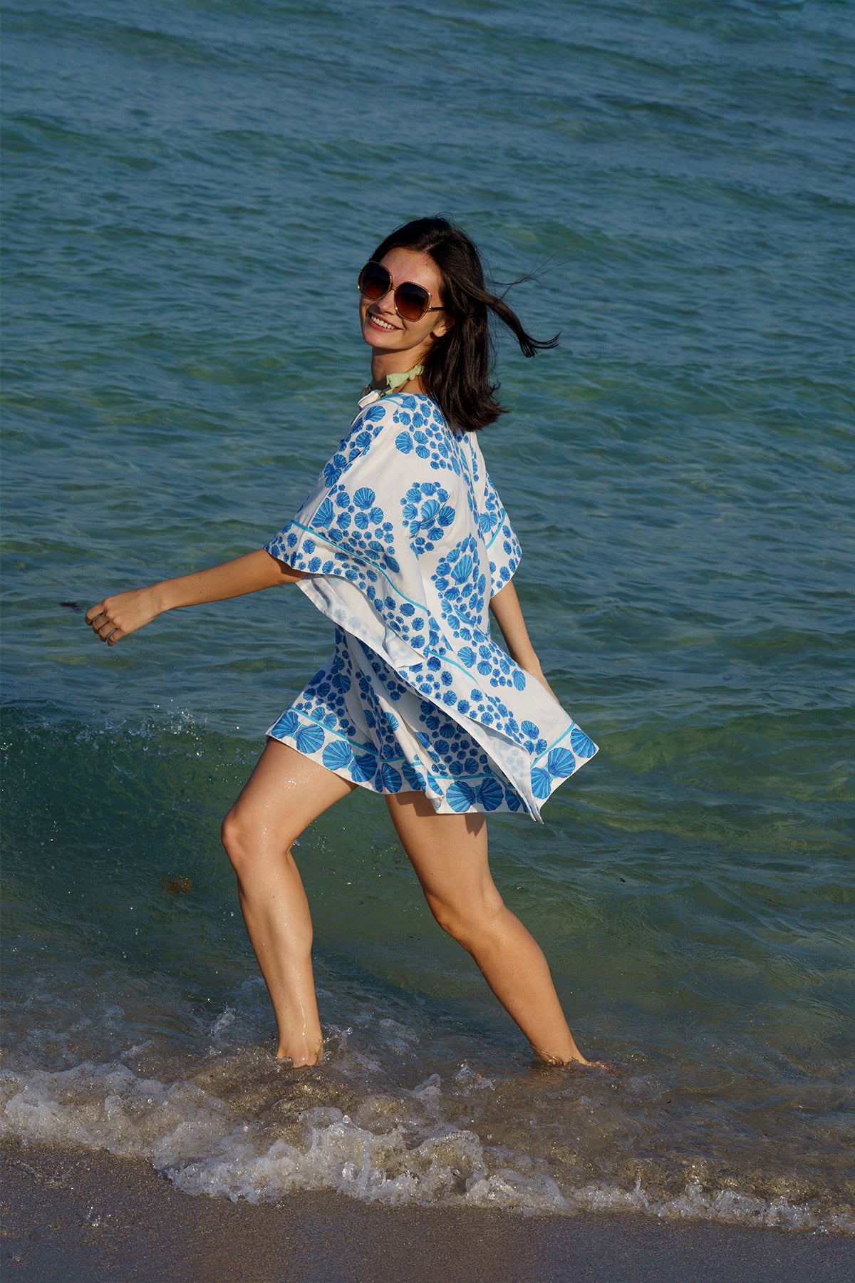 Square Neck Beach Kaftan Short – Kaftan – by SUE SARTOR - Main Image