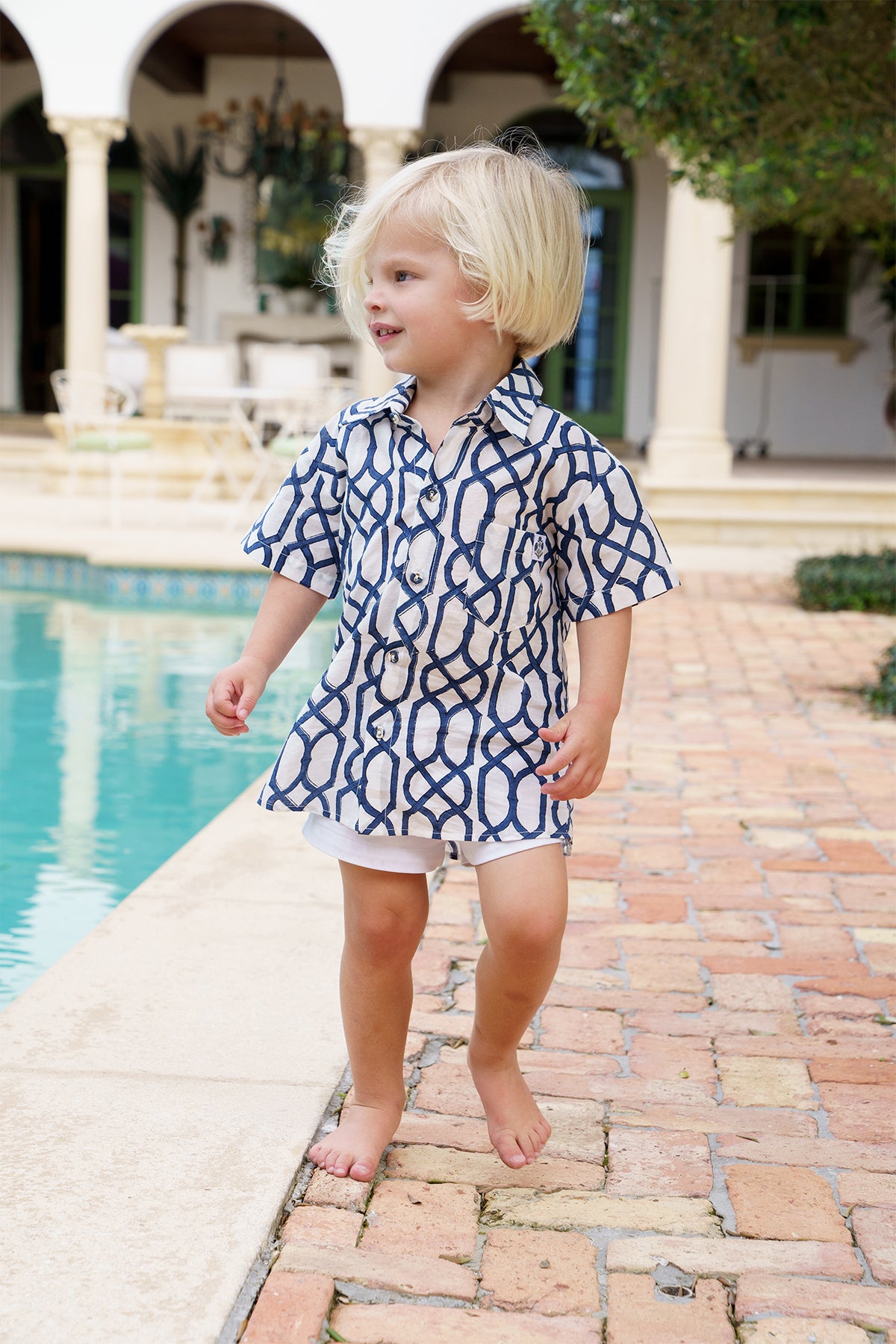 Little Boy's Cabana Shirt | Navy Bamboo