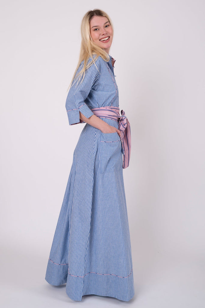 slim fit dress slacks Silk Maxi Shirt Dress Niue Night Sky / S main image 1
