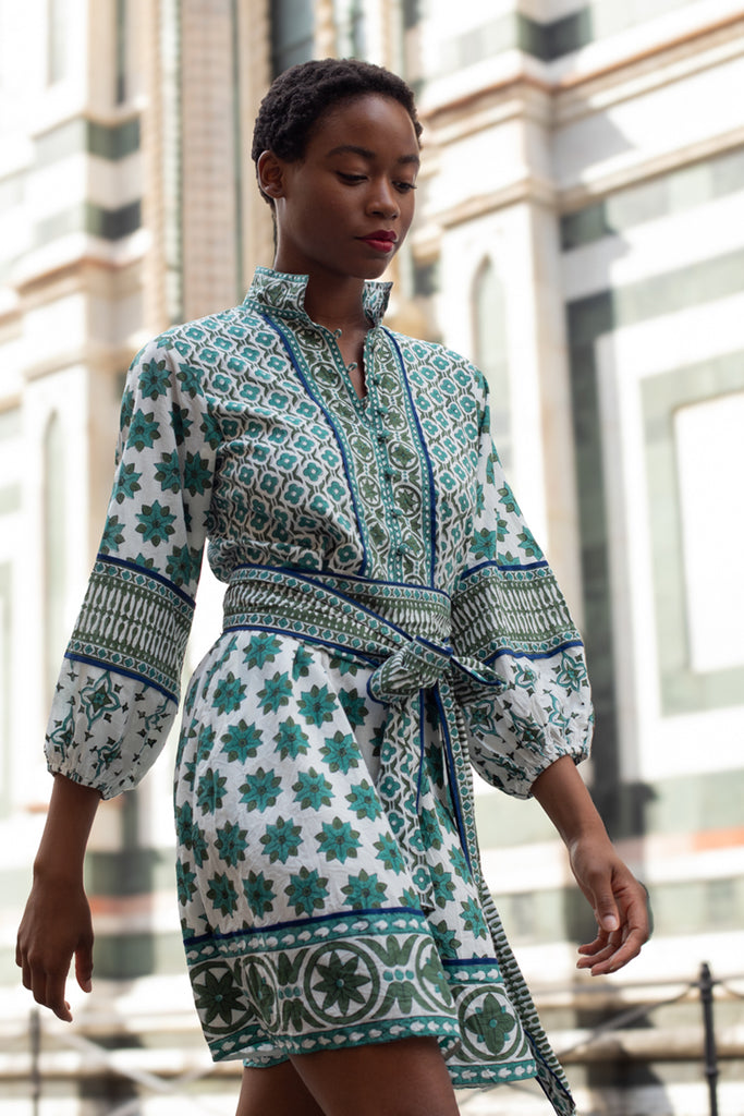 SUE SARTOR Flounce Shorty | Verdigris Fiore