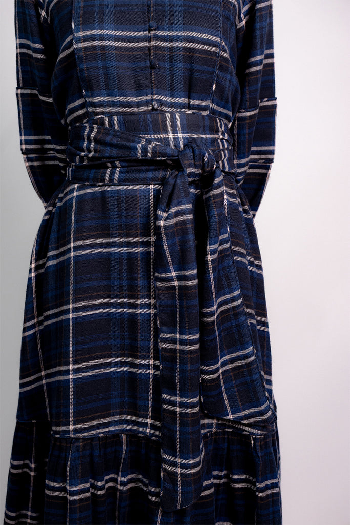 SUE SARTOR Flounce | Midnight/Noir Windowpane Plaid