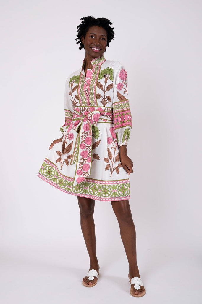 SUE SARTOR Flounce Shorty | Pink/Peridot Dahlia