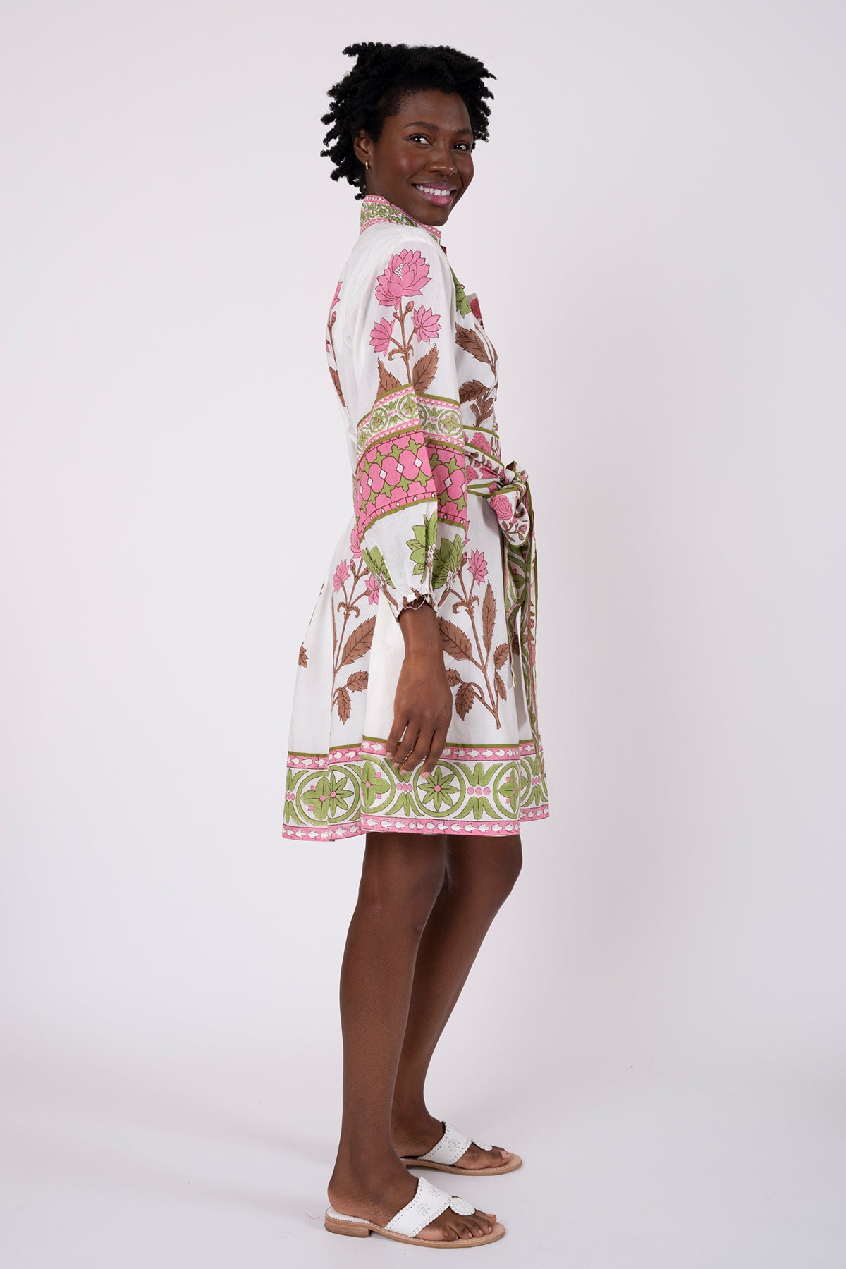 SUE SARTOR Flounce Shorty | Pink/Peridot Dahlia