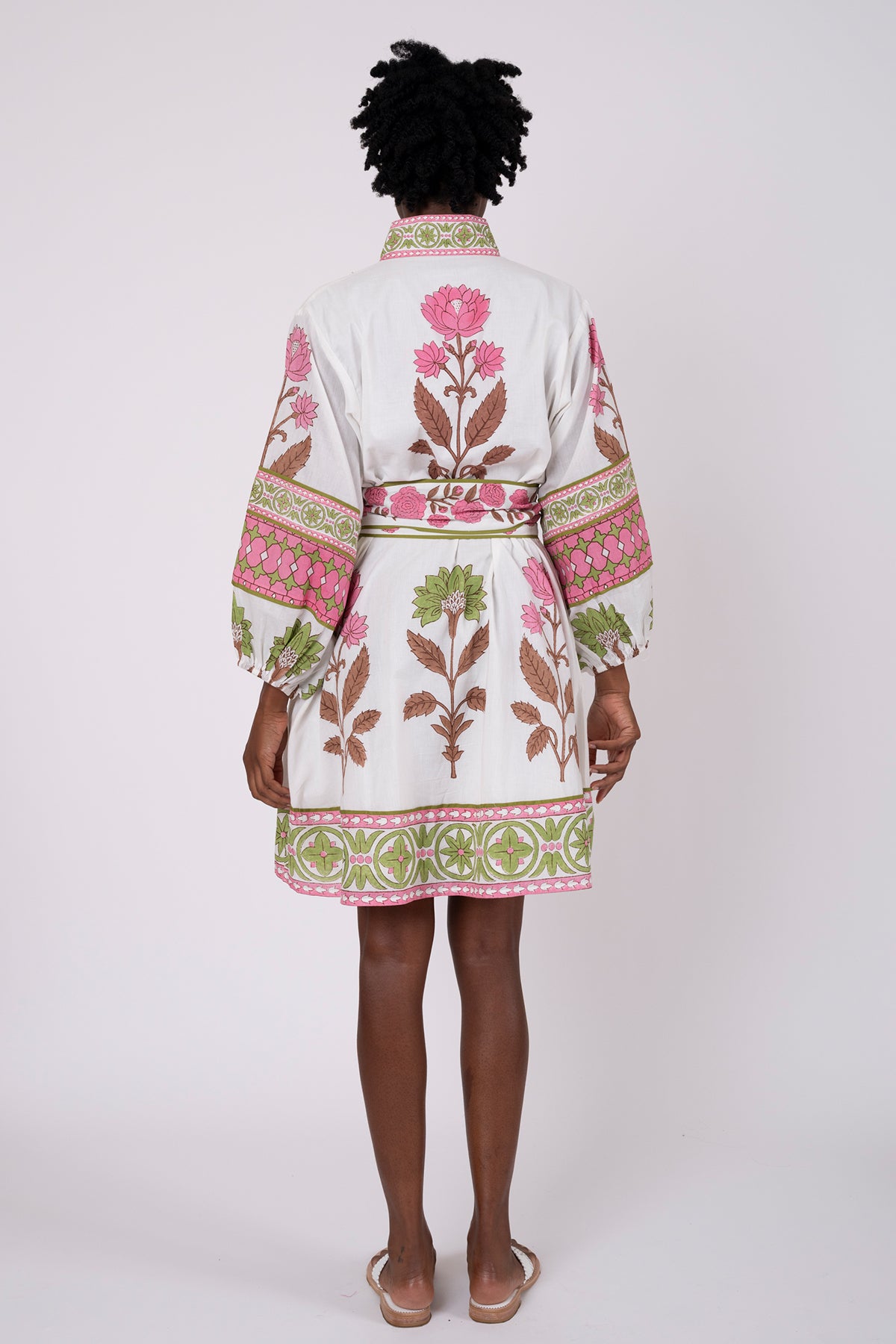 SUE SARTOR Flounce Shorty | Pink/Peridot Dahlia