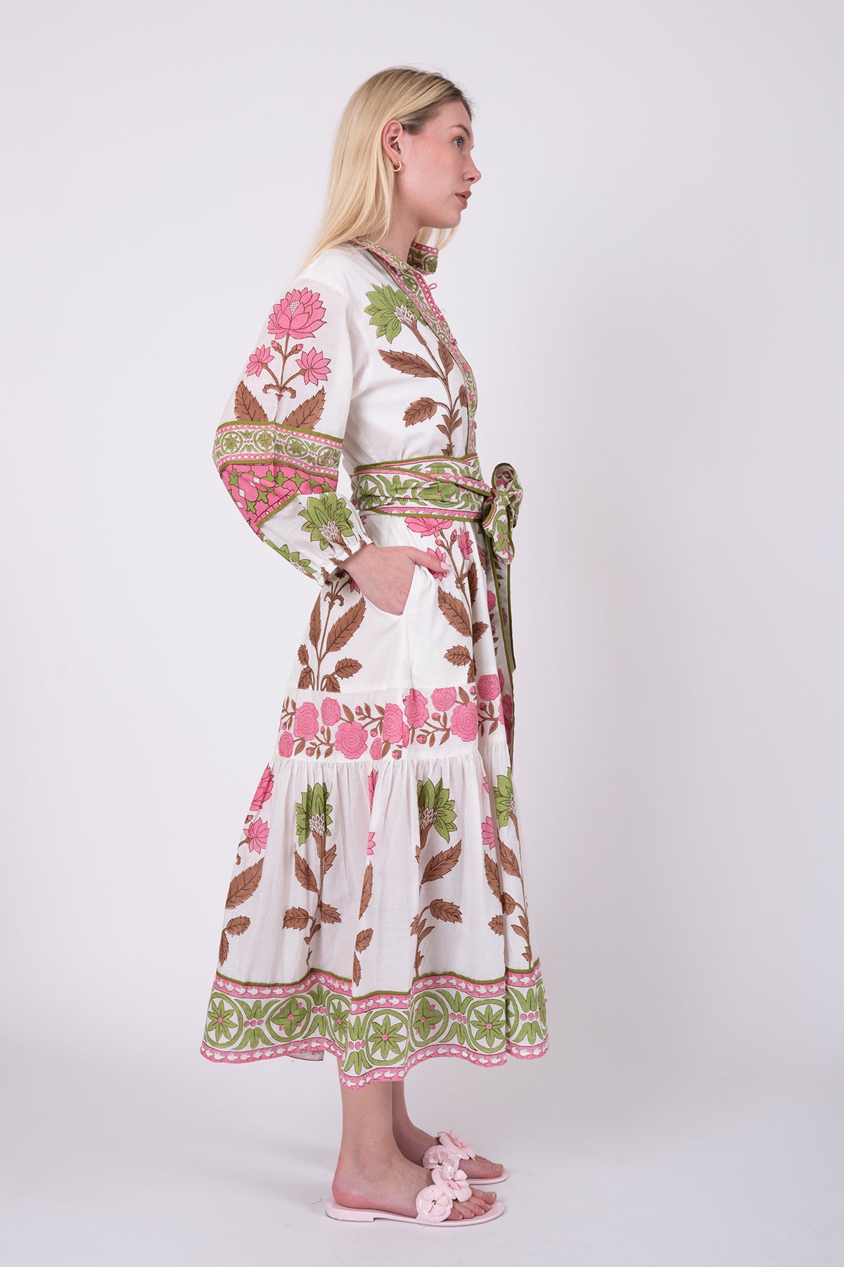 SUE SARTOR Flounce | Pink/Peridot Dahlia