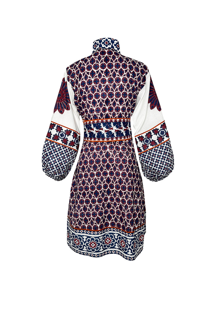 SUE SARTOR Flounce Shorty | Burgundy/Navy Piazza