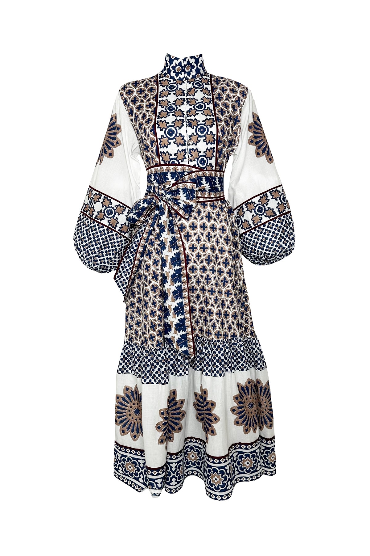 SUE SARTOR Flounce | Mocha/Navy Piazza