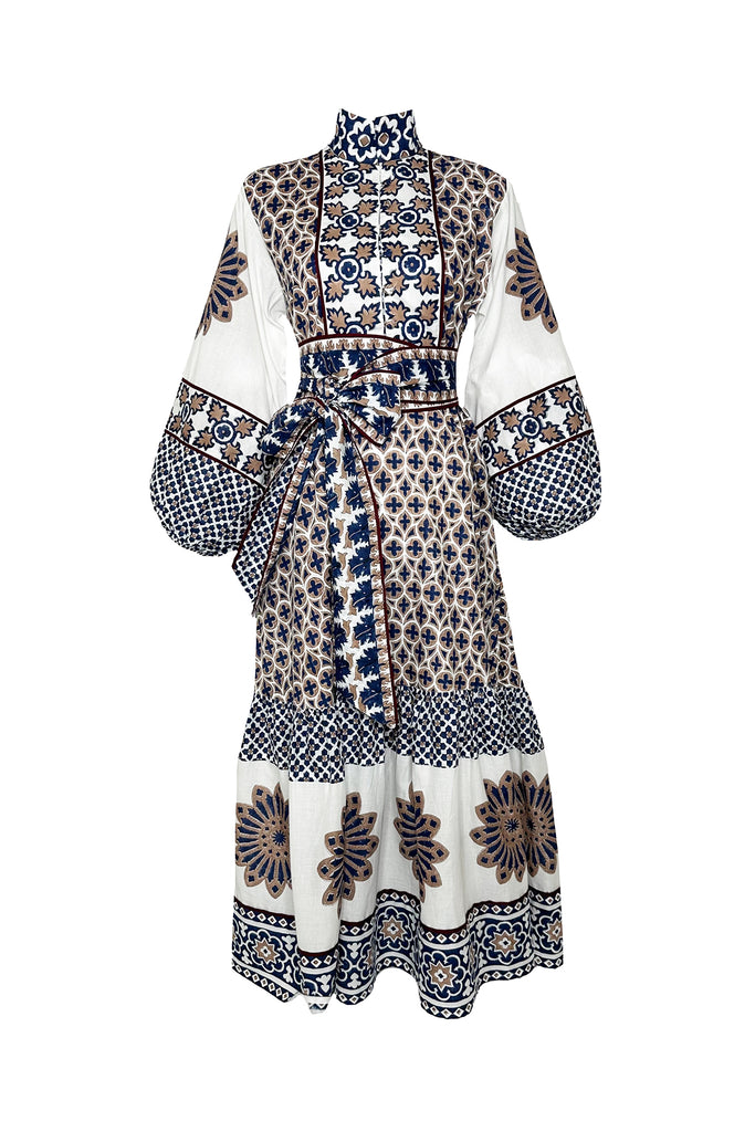 SUE SARTOR Flounce | Mocha/Navy Piazza