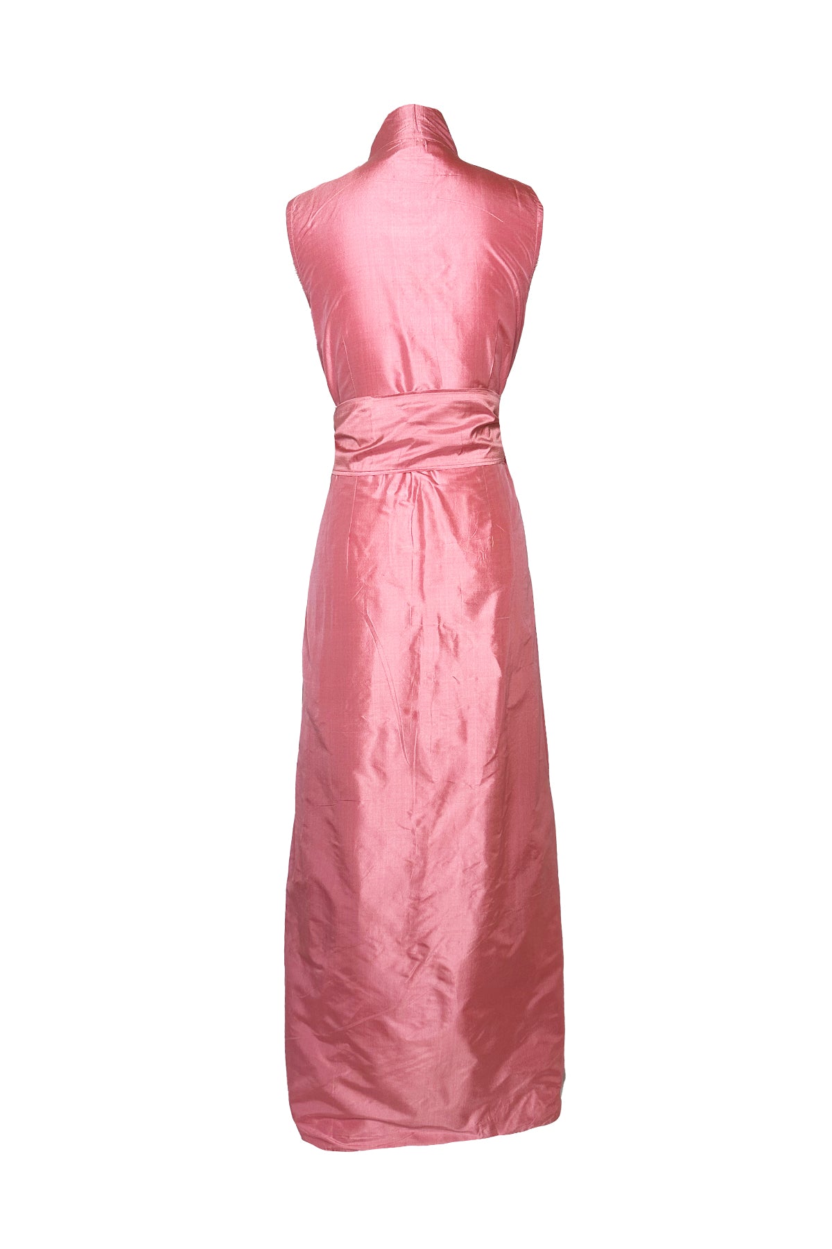 Caftan long à col cintré | Coquille Saint-Jacques péridot/corail mou