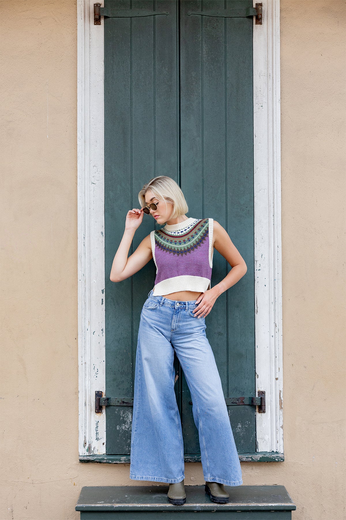 Boxy Vest | Plum/Burgundy Fair Isle – SUE SARTOR