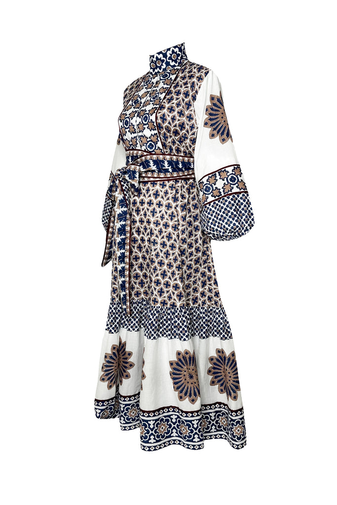 SUE SARTOR Flounce | Mocha/Navy Piazza