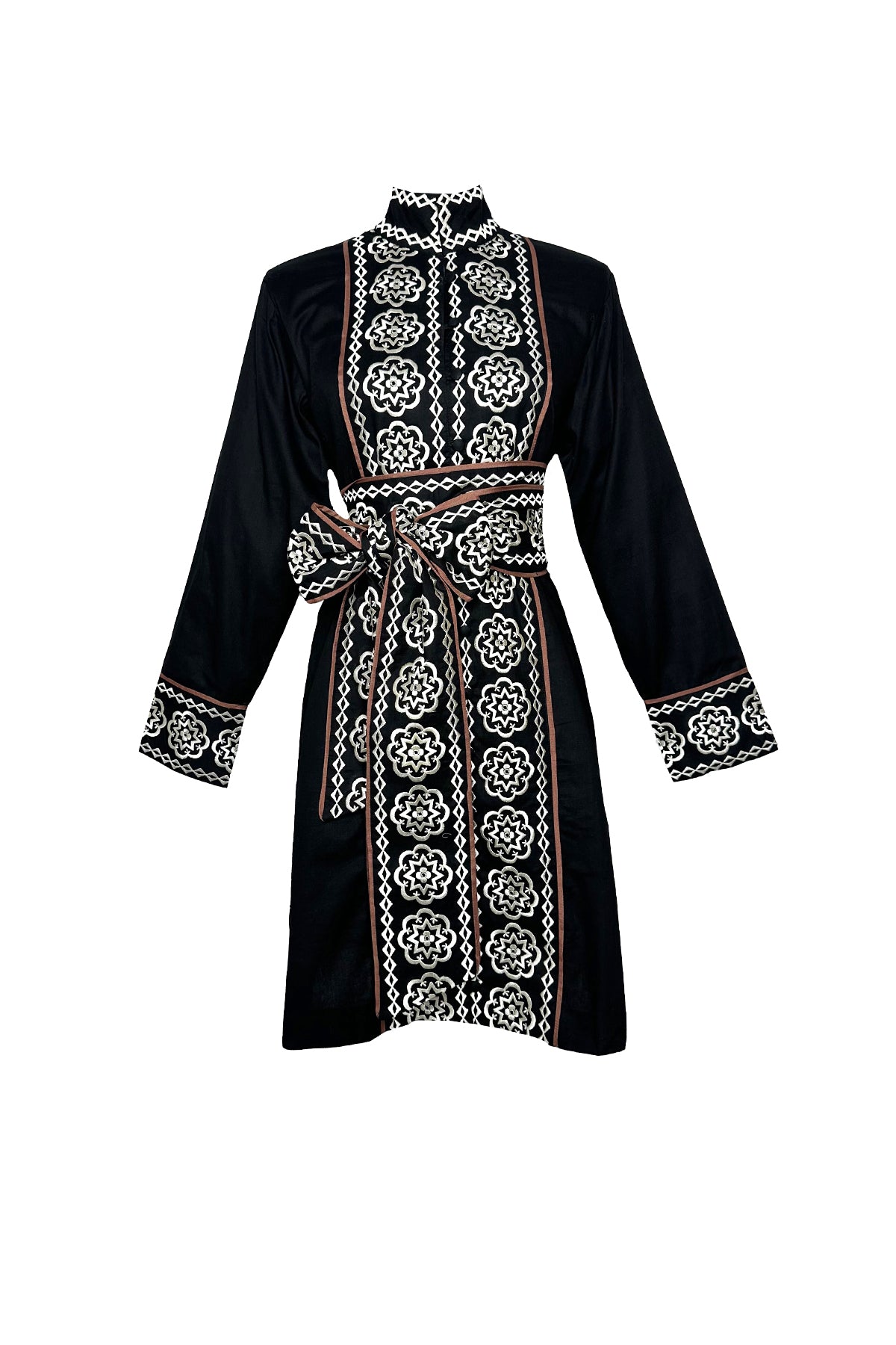 Marrakech Kaftan Short | Black/Ivory Piazza Embroidery XL Marrakech Kaftan Short | Black/Ivory Piazza Embroidery XL