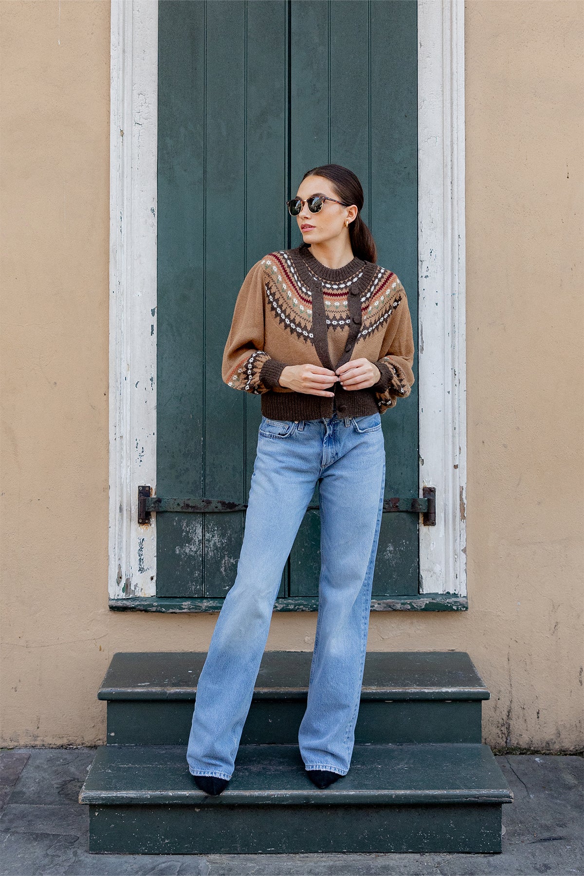 Boxy Vest | Chocolate/Camel Fair Isle