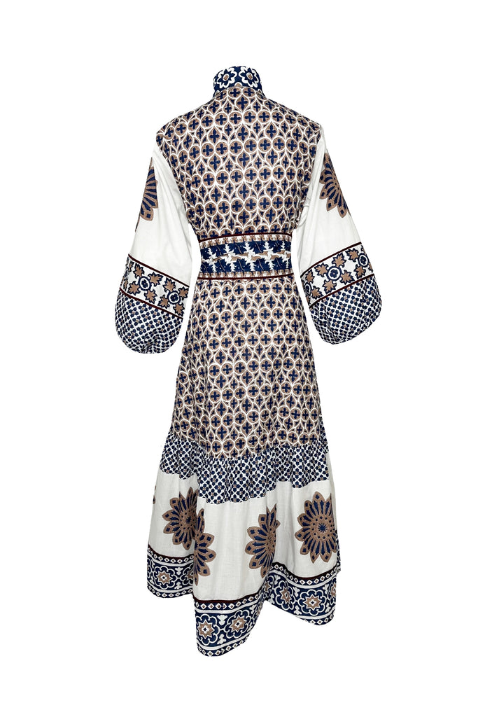 SUE SARTOR Flounce | Mocha/Navy Piazza