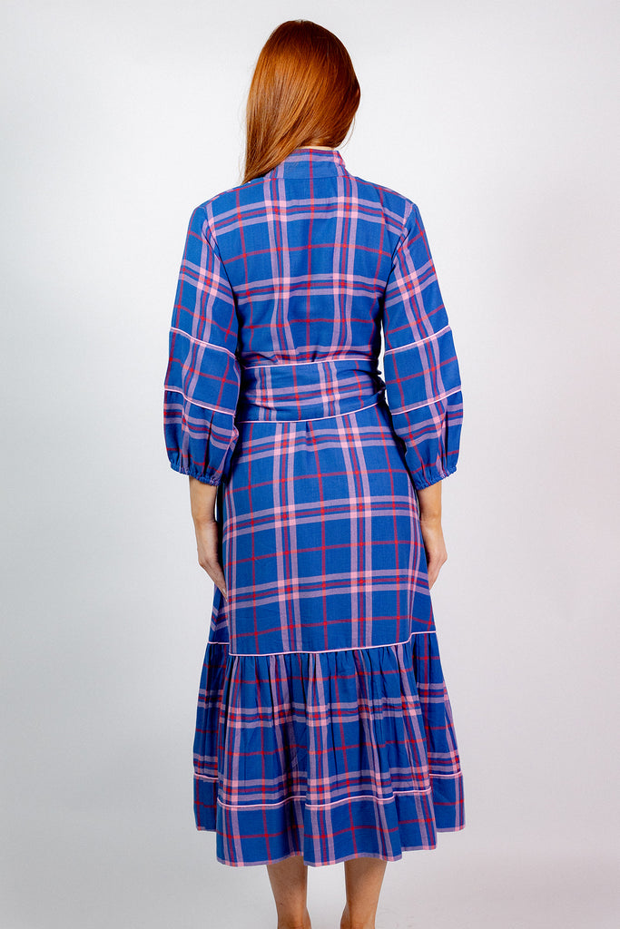SUE SARTOR Flounce | Cobalt/Roseberry Islay Tartan