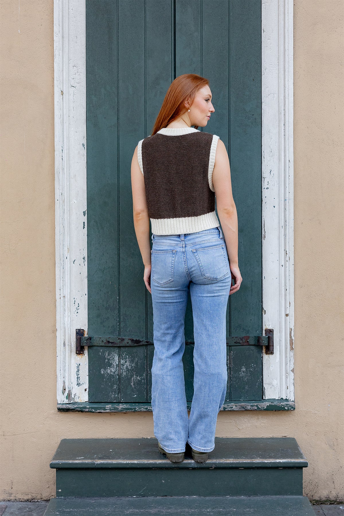 Boxy Vest | Chocolate/Ivory Trellis